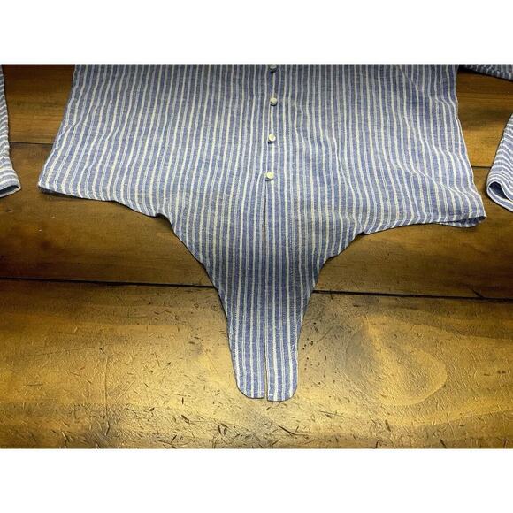 RAILS Womens Medium Val Belmont Stripe Shirt Tie Front Linen Blend Top Blouse - Picture 6 of 14
